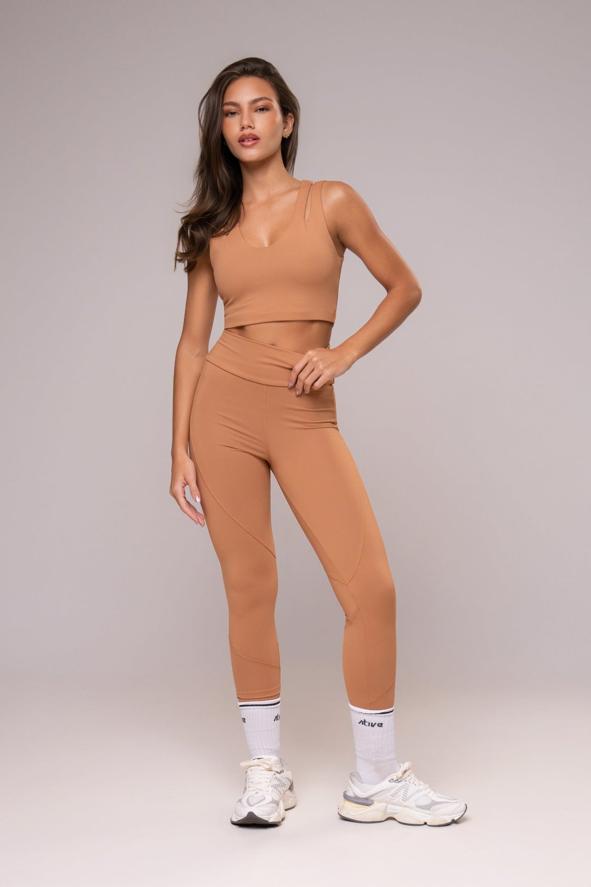 Damen Leggings & Top Set Celina - Zimt