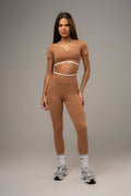 Damen Leggings & Top Set Elara - Karamell