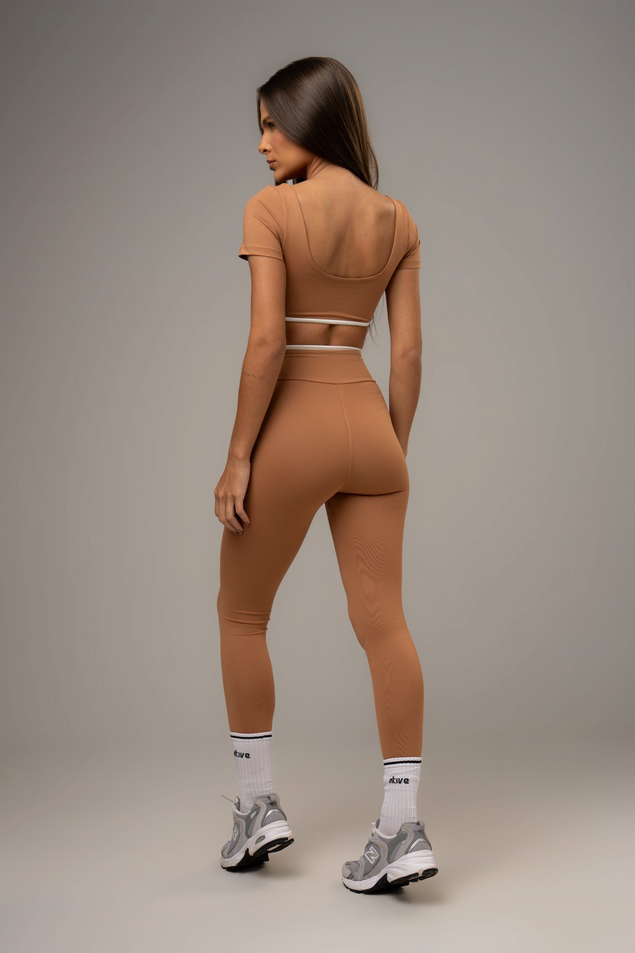 Damen Leggings & Top Set Elara - Karamell