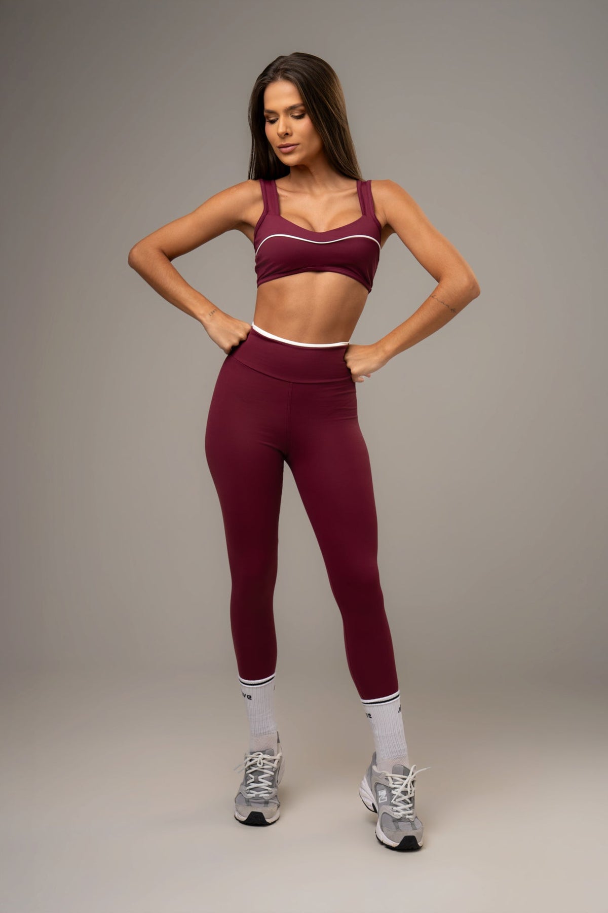 Damen Leggings & Top Set Elyra - Marsala