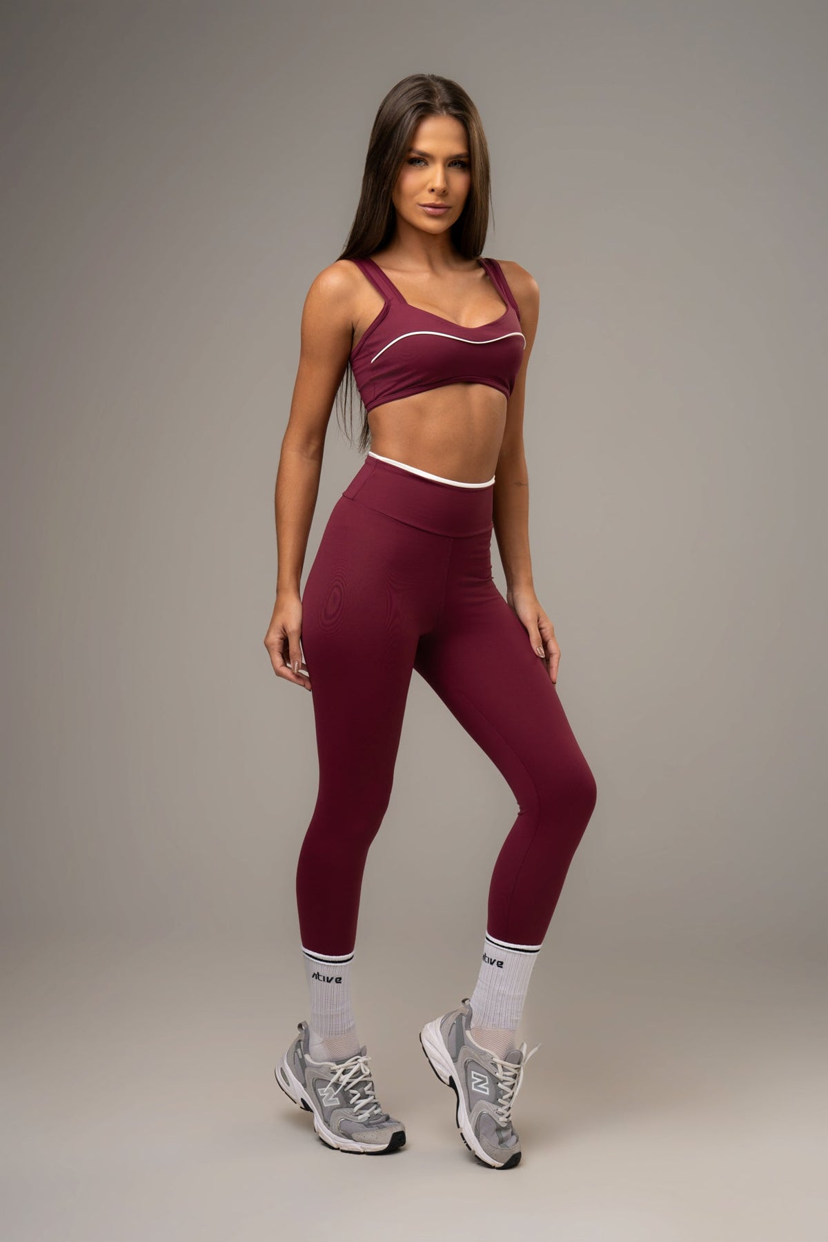 Damen Leggings & Top Set Elyra - Marsala