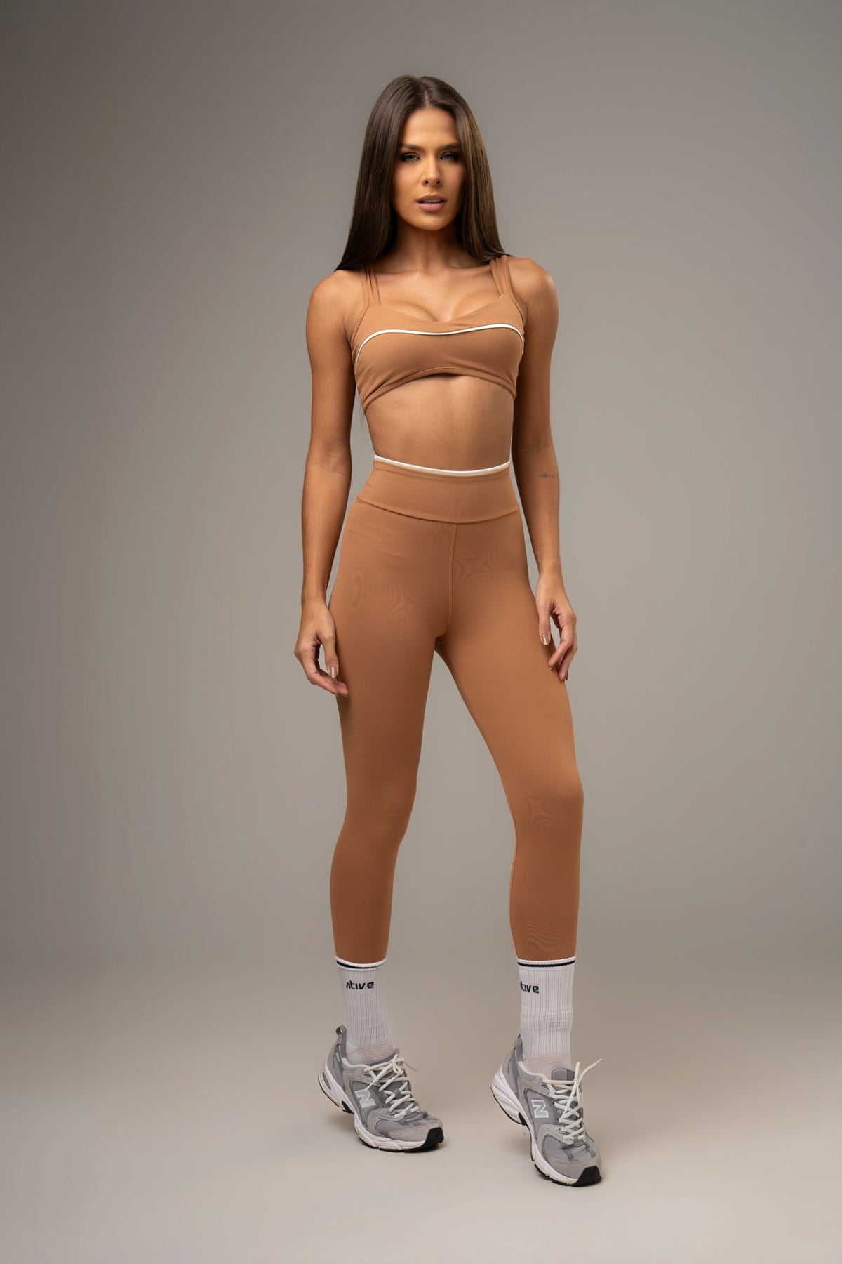 Damen Leggings & Top Set Alina - Karamell