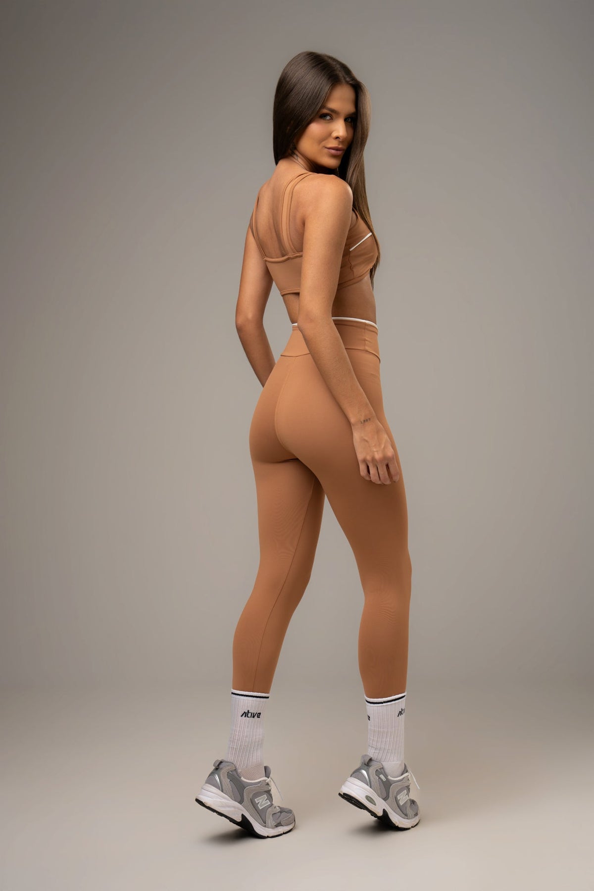 Damen Leggings & Top Set Alina - Karamell