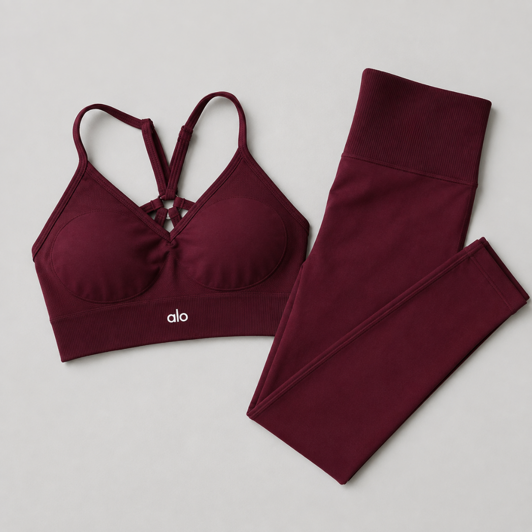 Damen Leggings & Top Set Elena - Weinrot
