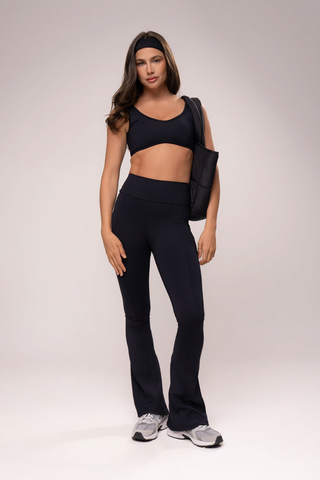 Damen Flare-Leggings Set Valena - Schwarz
