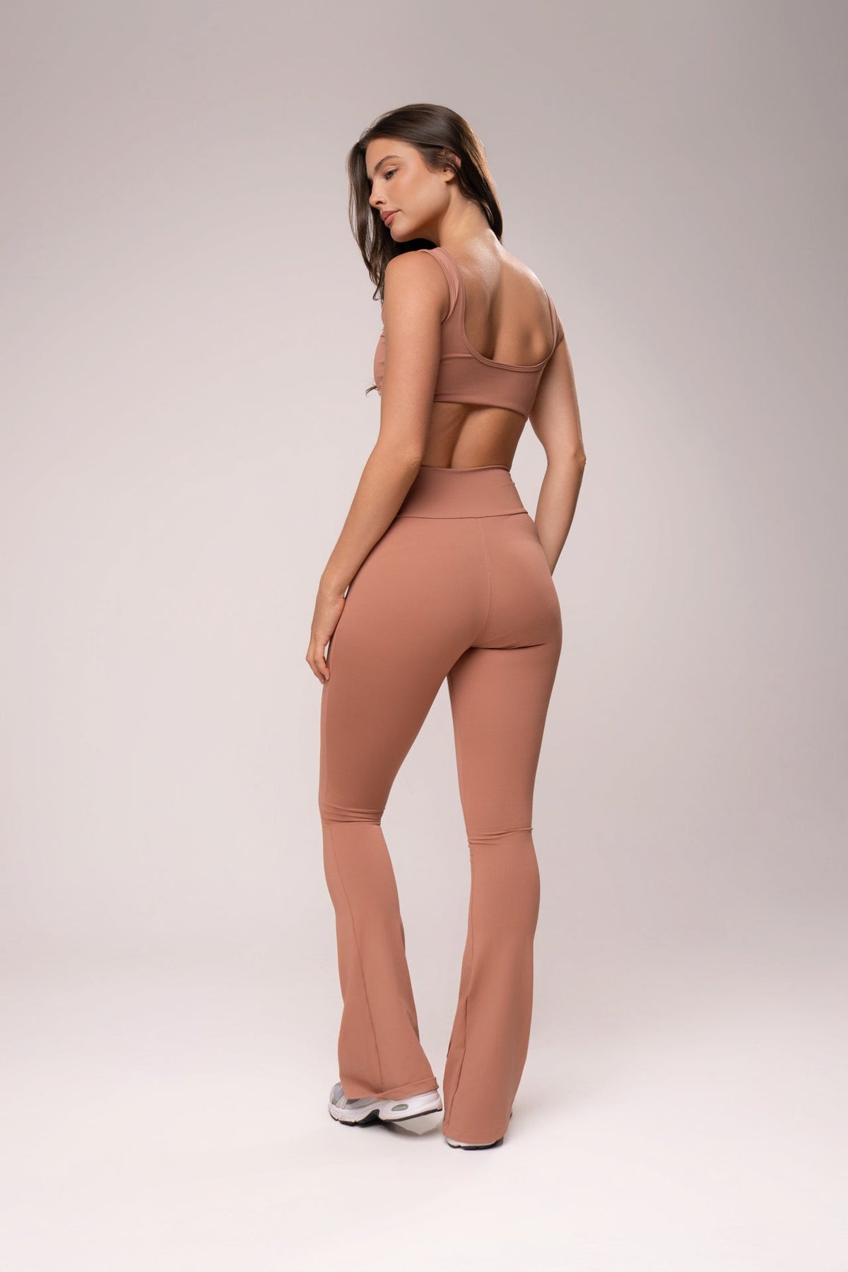 Damen Flare-Leggings Set Leona - Karamell