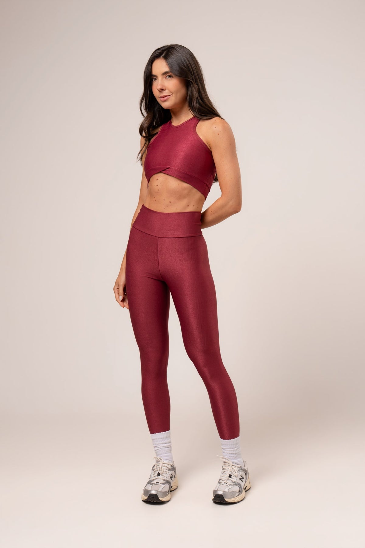 Damen Leggings & Top Set Nivara - Marsala