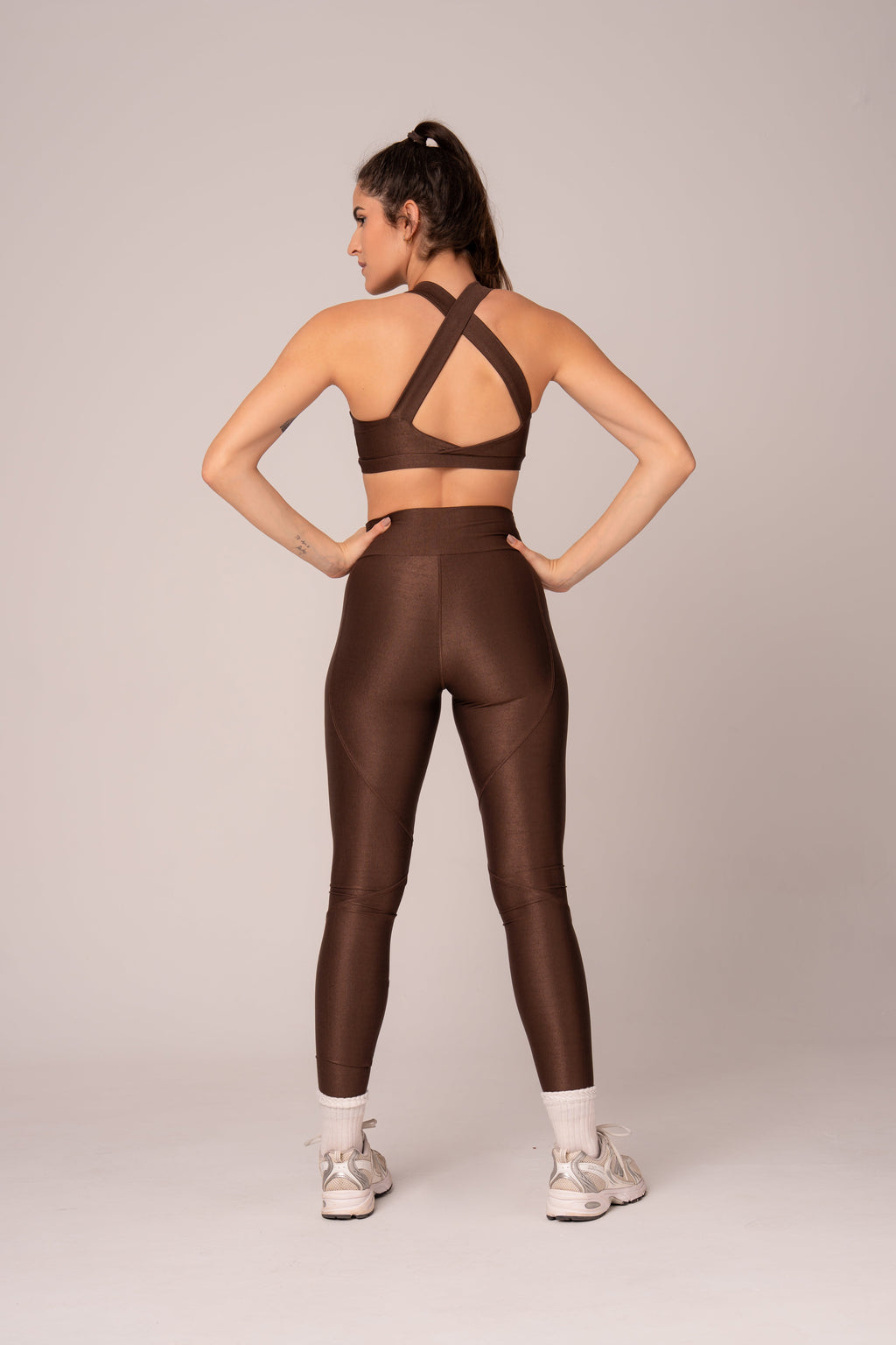 Damen Leggings & Top Set Nora - Kakao