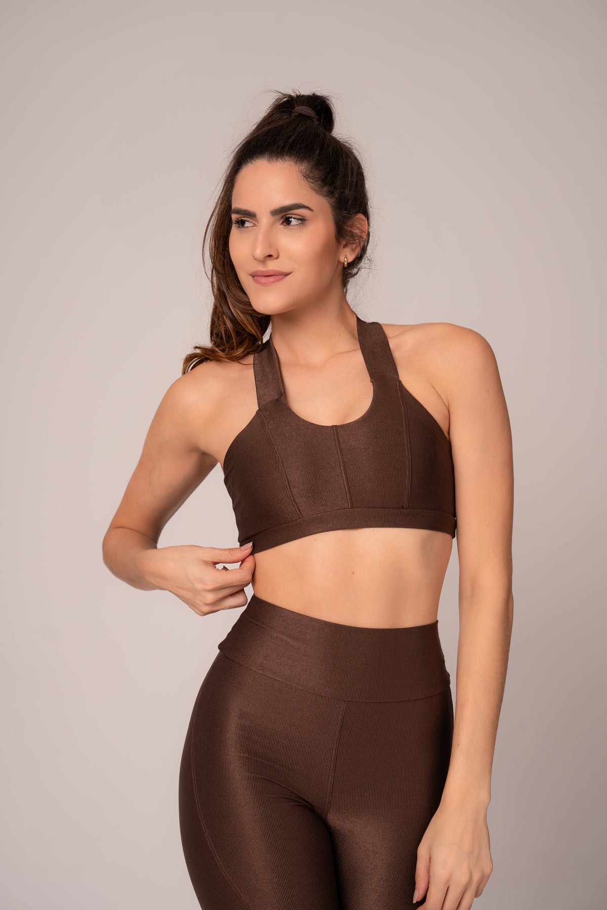 Damen Leggings & Top Set Nora - Kakao