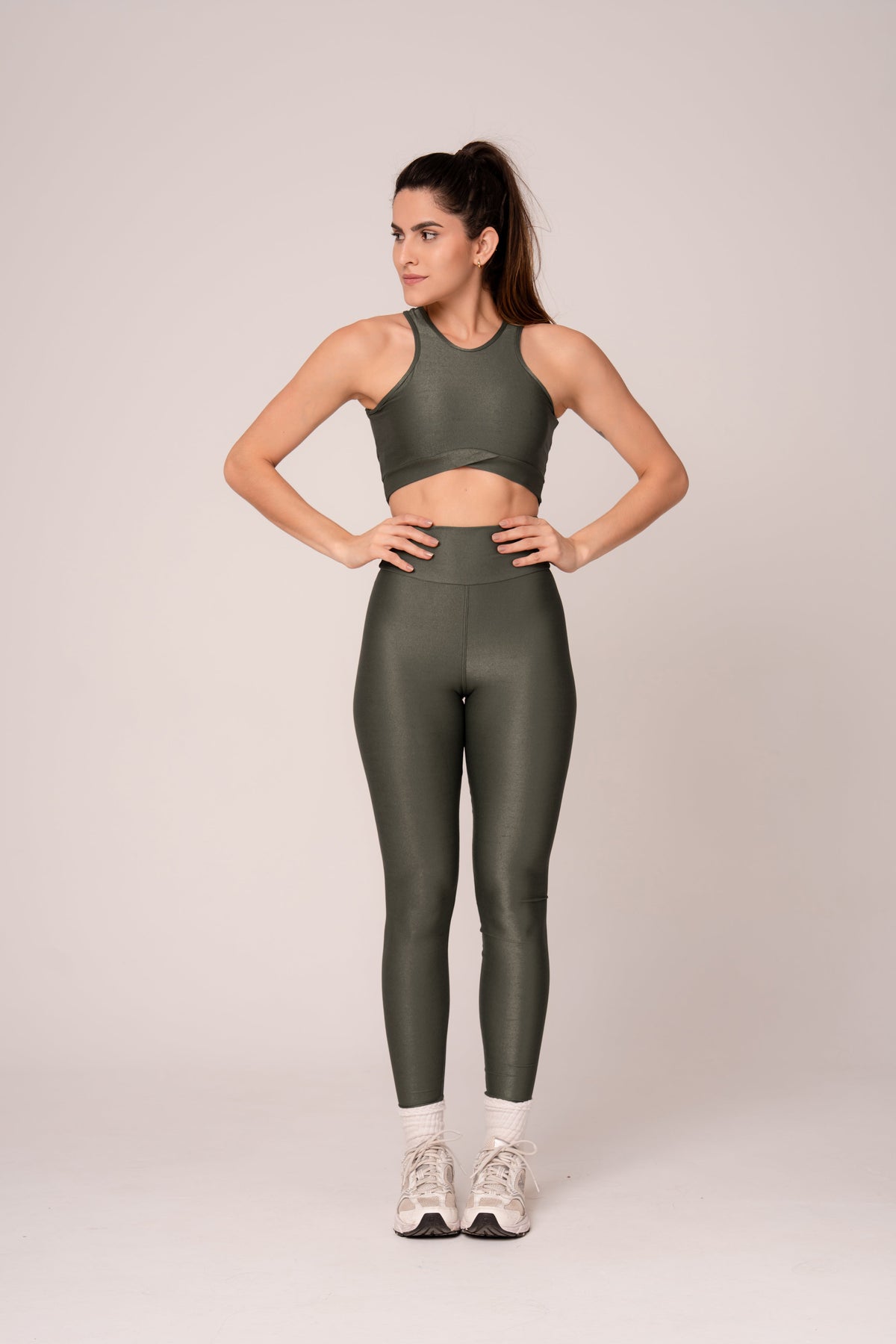 Damen Leggings & Top Set Nahla - Grau Gruen